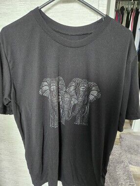 Womens Black Graphic Elephant Tee